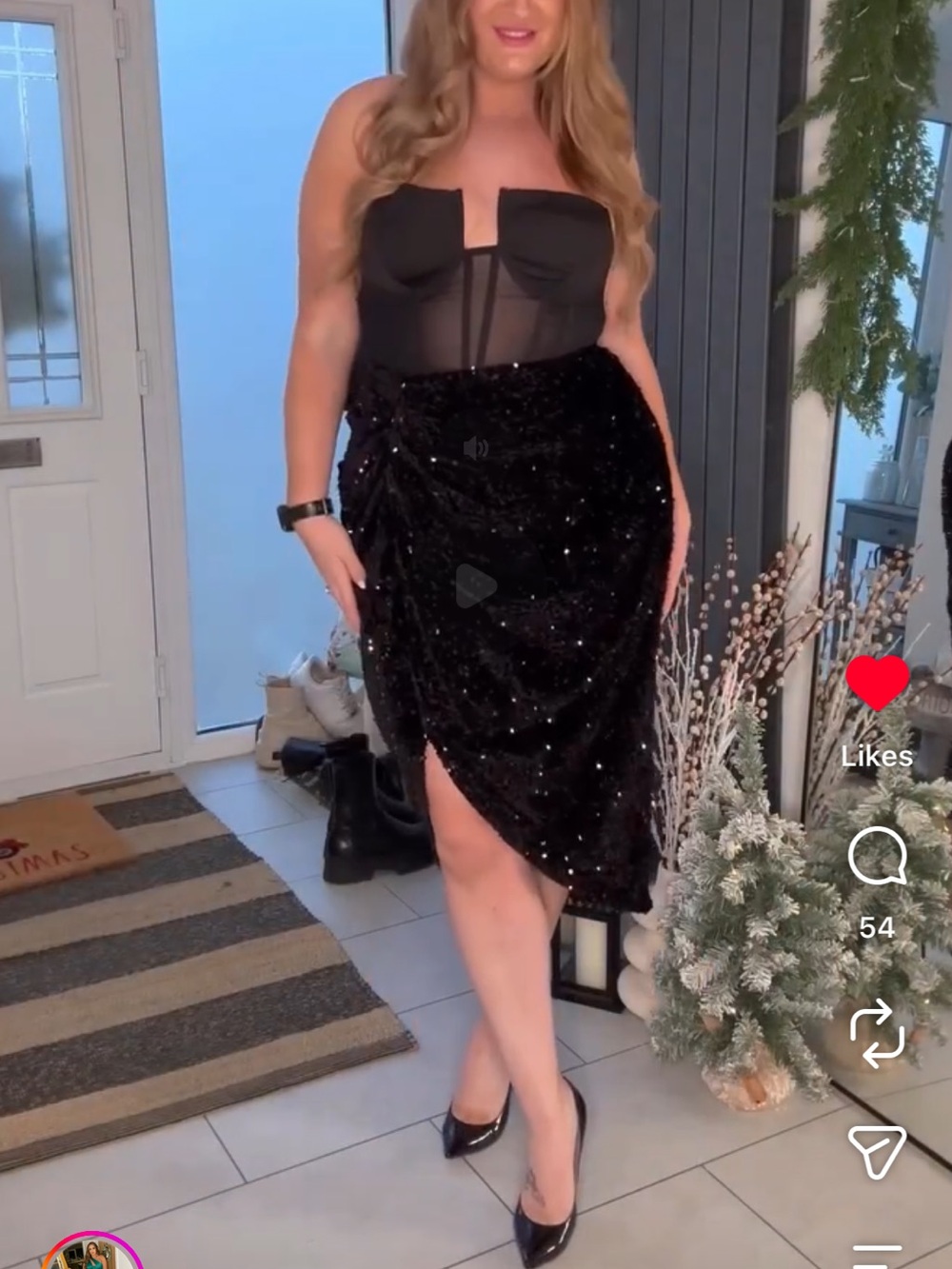 Boohoo Black Sequin Asymmetrical Wrap Midi Skirt